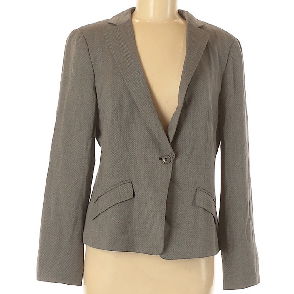 {Armani Collezioni} Herringbone Gray Suit Jacket